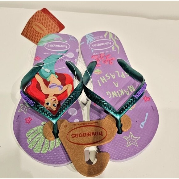 NWT Havaianas Little Mermaid iridescent Flip Flop Size US Youth 3/4 (EU 35/36) - Picture 2 of 3